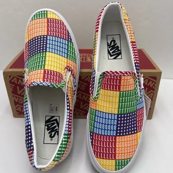 Vans Men’s Multicolor Classic Slip-On (Pride) Multi/True White Sneakers - Picture 5 of 16